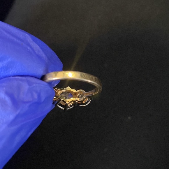 Two Tone 3 Stone Cubic Zirconia Crystal Ring - Picture 7 of 11